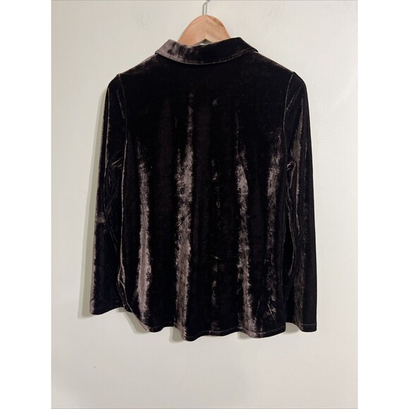 Soft Surroundings Velvet Womens Size PS Brown Collared Long Sleeve V-Neck Tunic - Picture 4 of 8